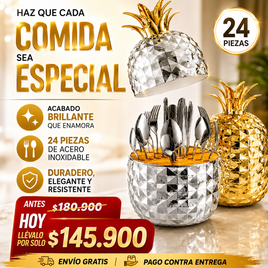 🍍Set de cubiertos en forma de piña x 24 piezas🍍