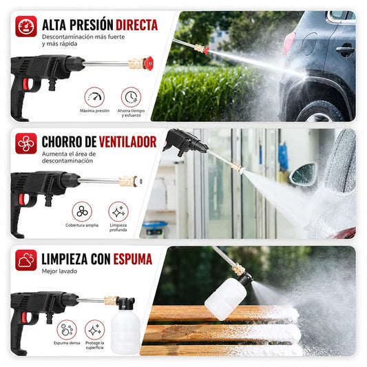 Hidrolavadora portátil recargable alta presión para lavar vehículos🚗🏍️